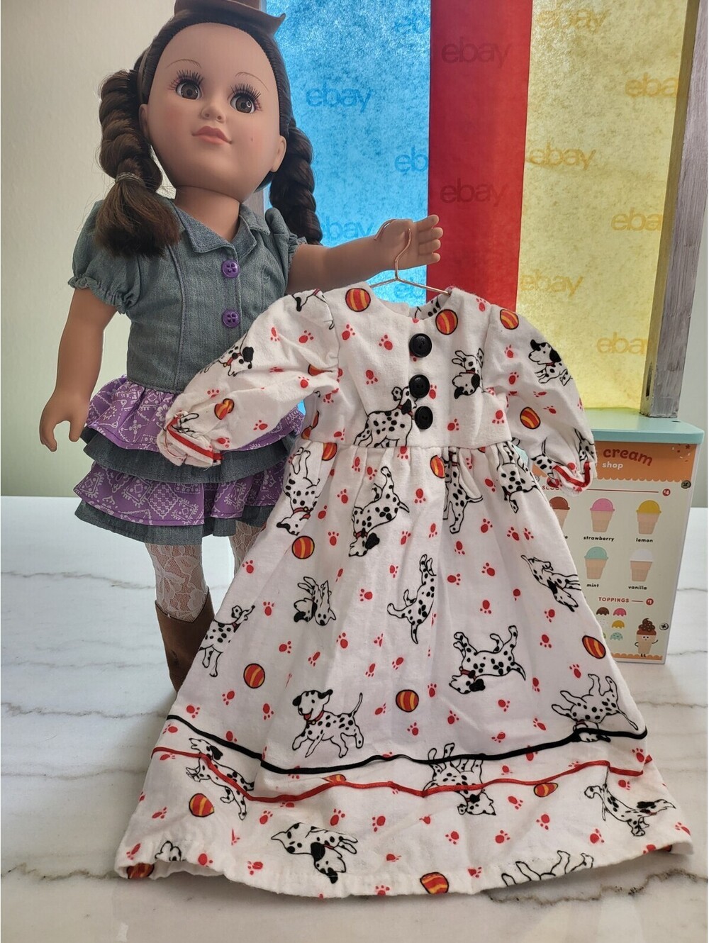 18” Doll PJ Dress Handmade Fits/w OG Battat American Girl Clean Dress Only A23